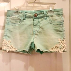 Girl's Large Super Cute Cherokee Teal Lace Trimmed Shorts